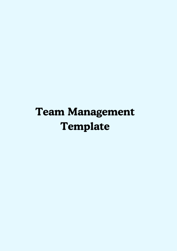 Team Management Planner